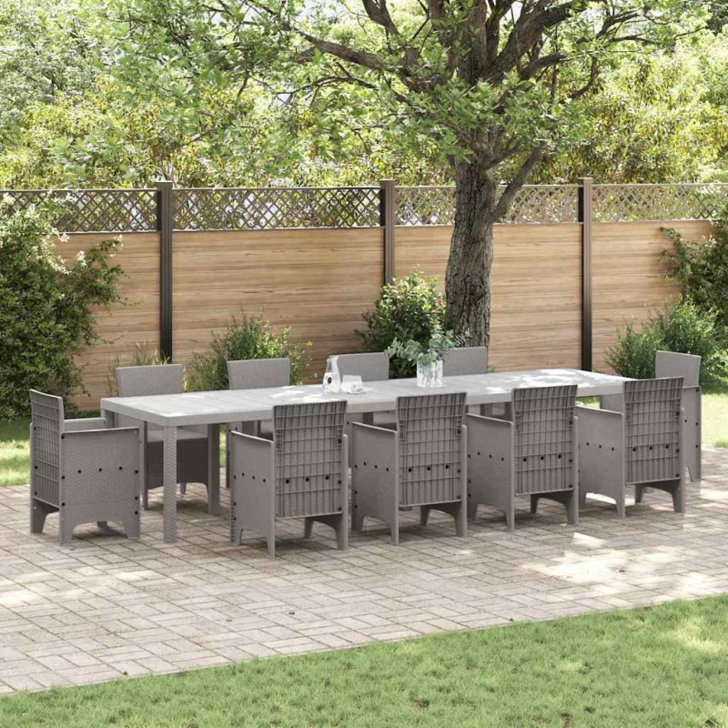 vidaXL Τραπέζι Κήπου Ανοιχτό γκρι 350 x 100 x 74 εκ. συνθετικό ρατάν