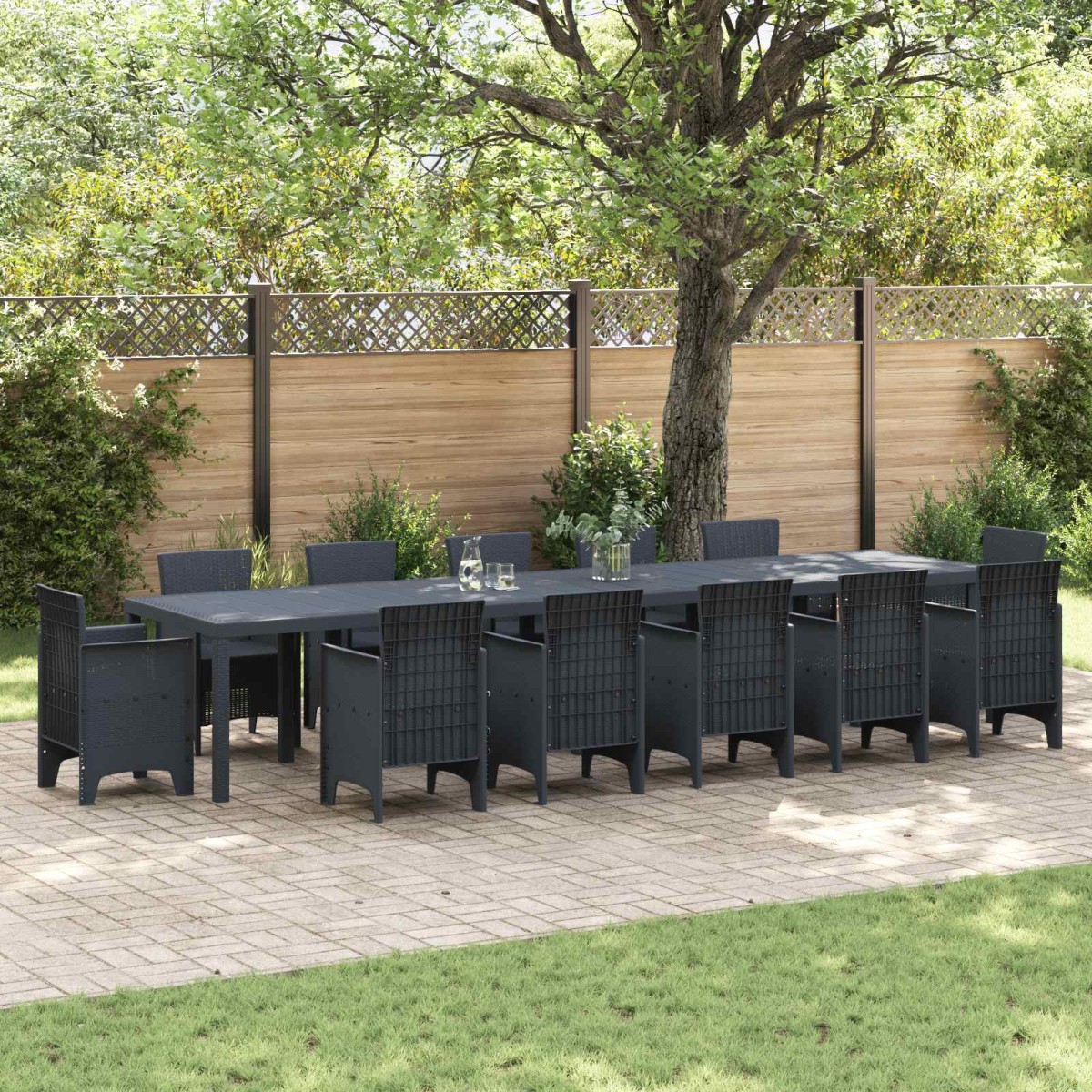 vidaXL Τραπέζι Κήπου Ανθρακί 400 x 100 x 73 εκ. συνθετικό ρατάν