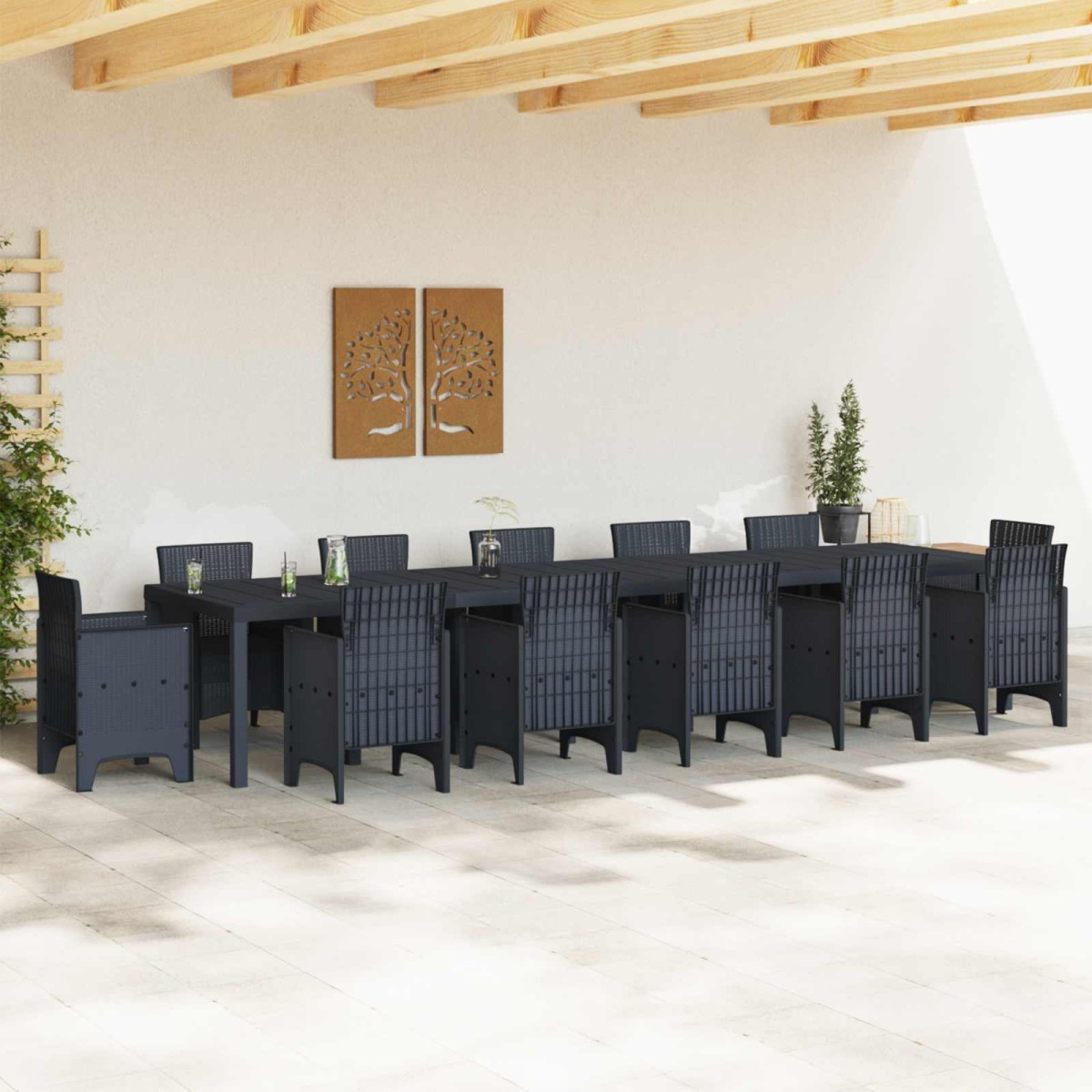 vidaXL Τραπέζι Κήπου Ανθρακί 400 x 100 x 73 εκ. συνθετικό ρατάν