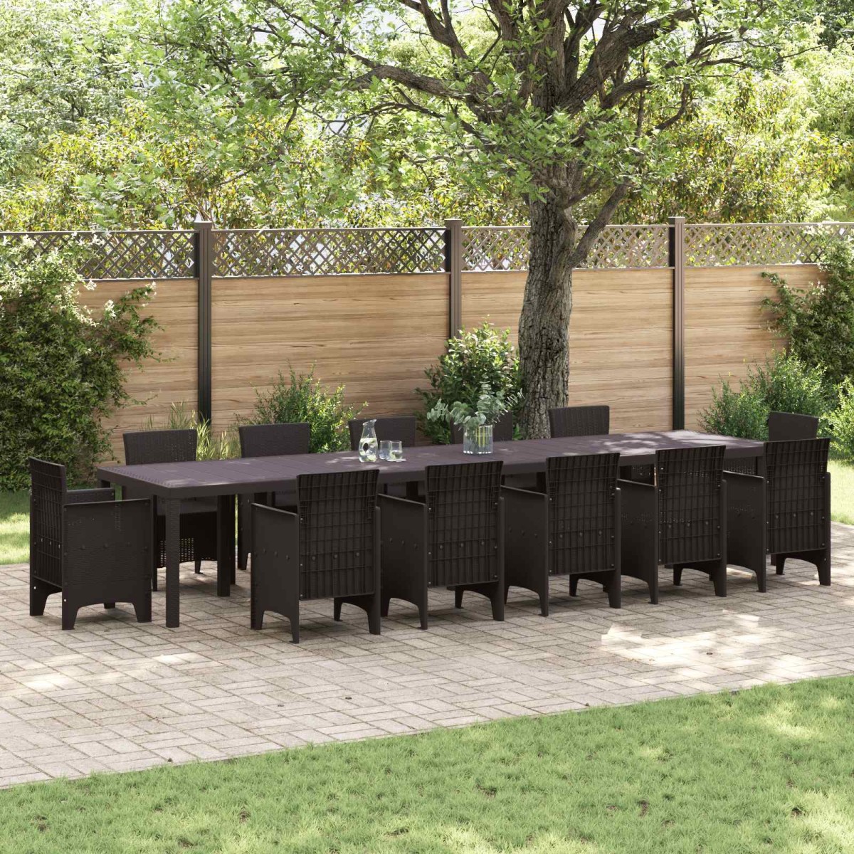 vidaXL Τραπέζι Κήπου Καφέ 400 x 100 x 73 εκ. συνθετικό ρατάν