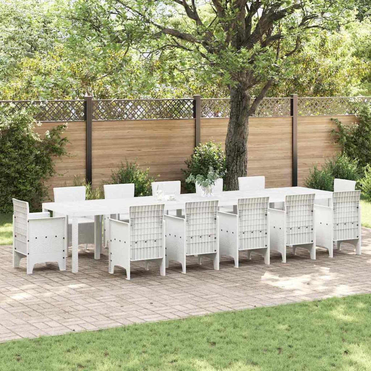 vidaXL Τραπέζι Κήπου Λευκό 400 x 100 x 73 εκ. συνθετικό ρατάν