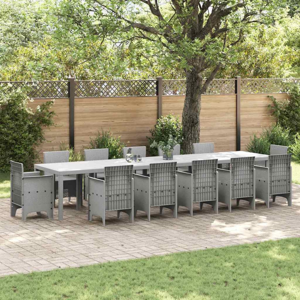 vidaXL Τραπέζι Κήπου Ανοιχτό γκρι 400 x 100 x 73 εκ. συνθετικό ρατάν