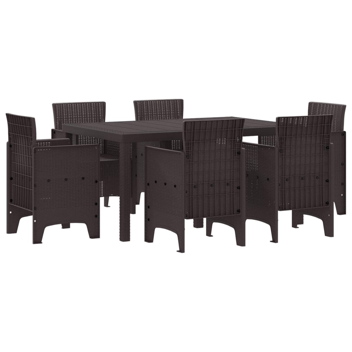 vidaXL Σέτ φαγητού για κήπο 7 τμχ. Καφέ Rattan Polt
