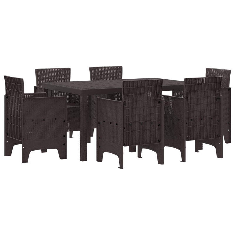 vidaXL Σέτ φαγητού για κήπο 7 τμχ. Καφέ Rattan Polt