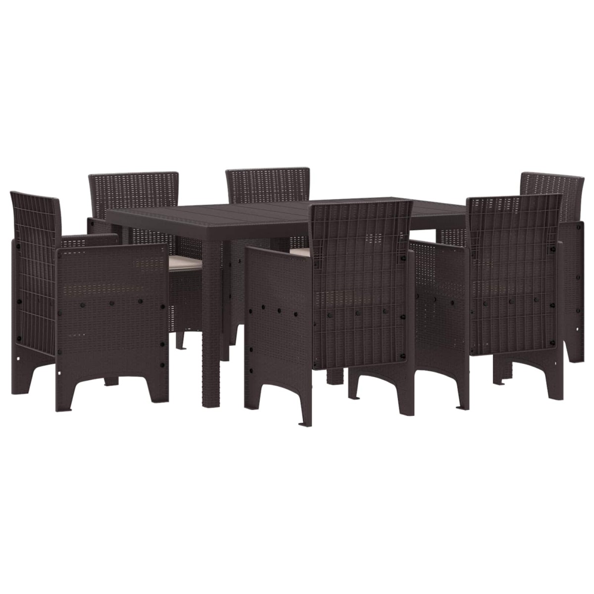 vidaXL Σέτ φαγητού για κήπο 7 τμχ. Καφέ Rattan Polt