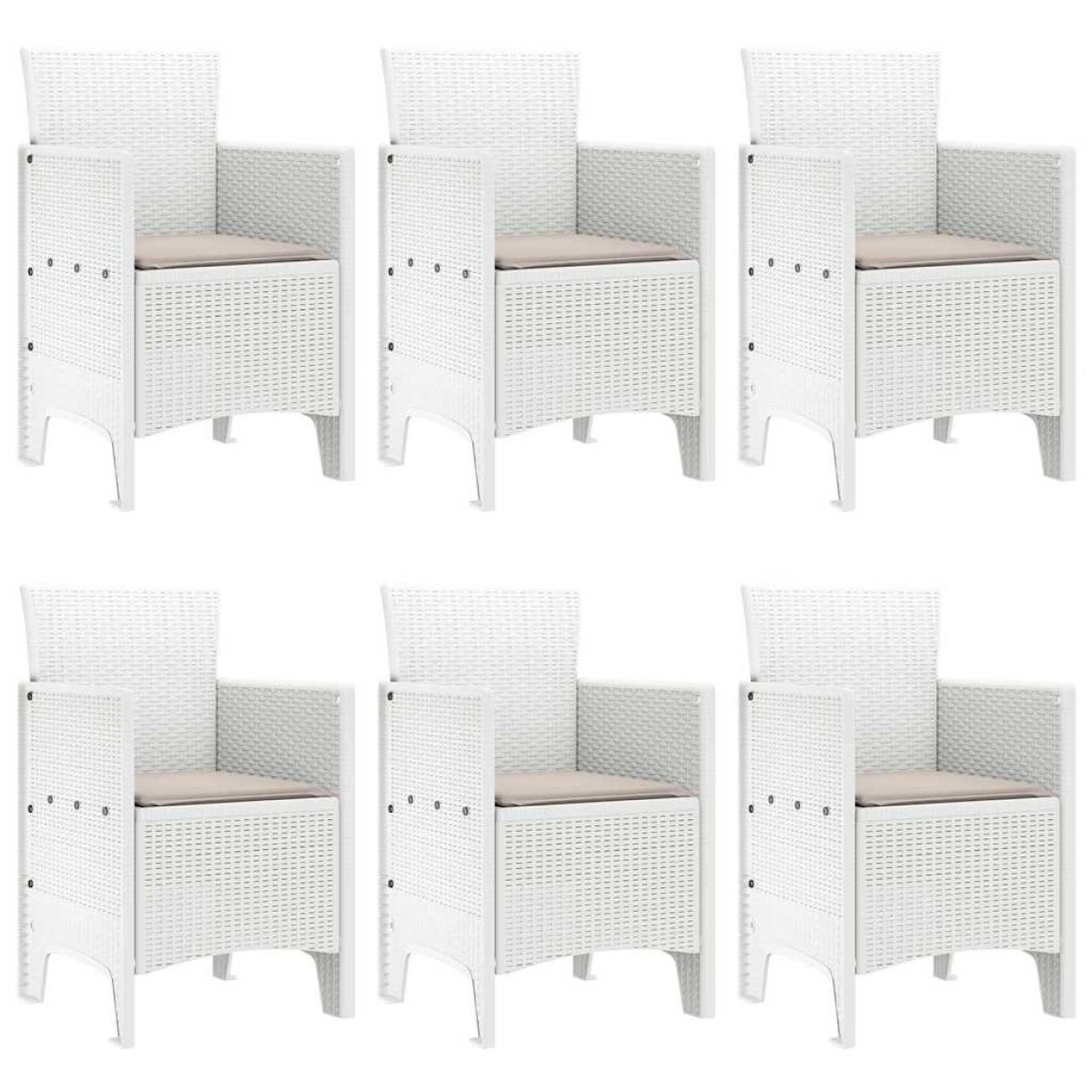 vidaXL Σέτ φαγητού για κήπο 7 τμχ. Λευκό Rattan Polt