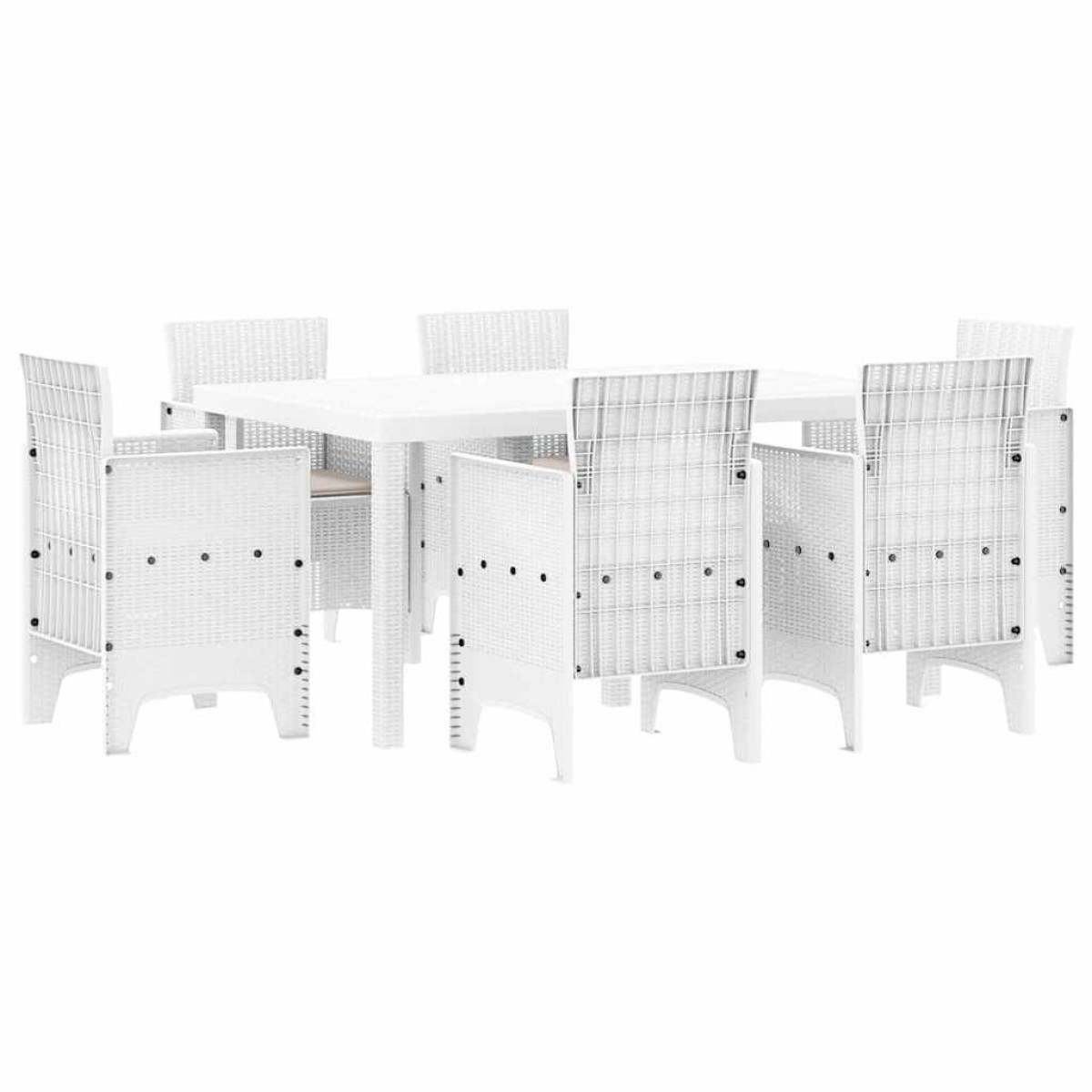 vidaXL Σέτ φαγητού για κήπο 7 τμχ. Λευκό Rattan Polt