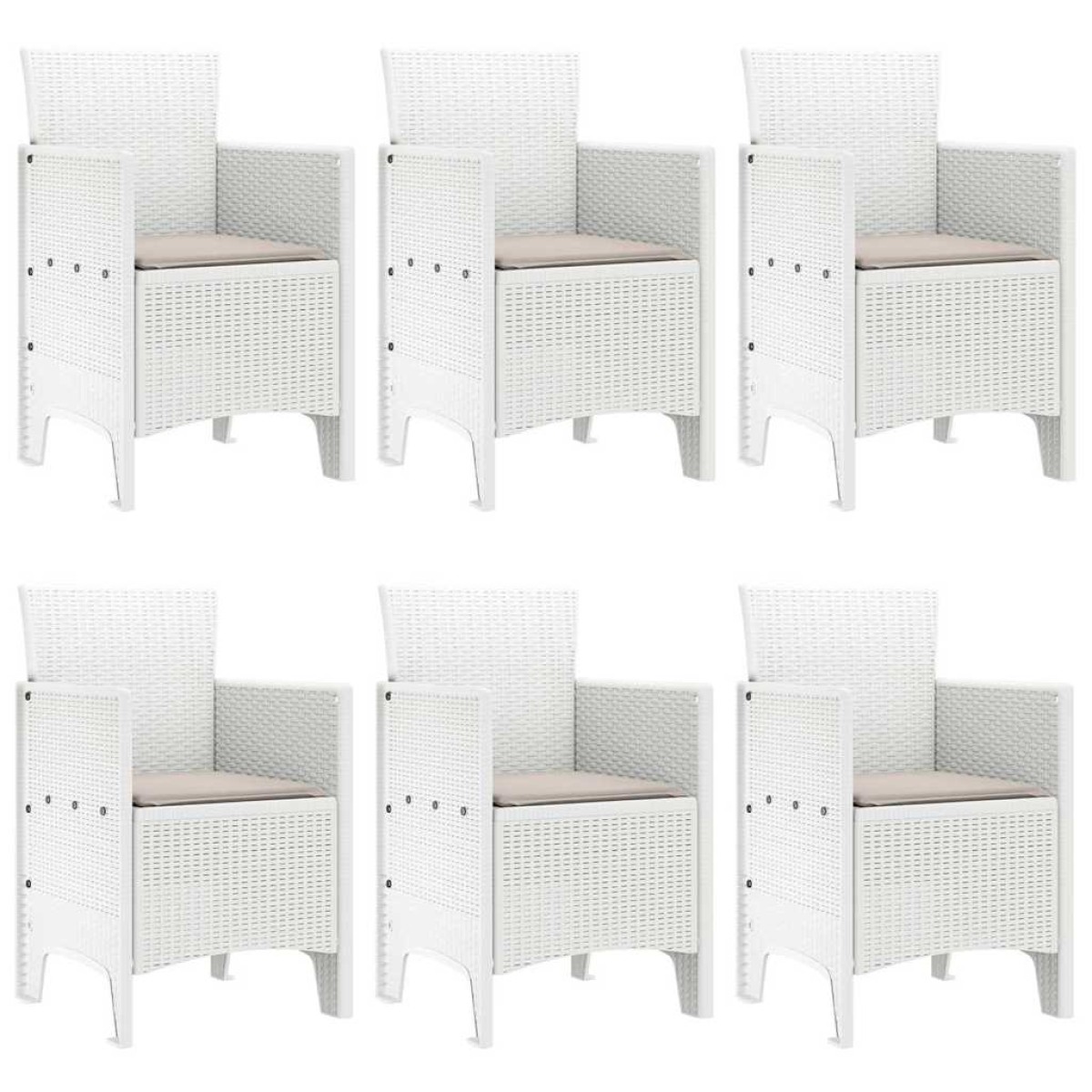 vidaXL Σέτ φαγητού για κήπο 7 τμχ. Λευκό Rattan Polt