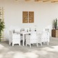 vidaXL Σέτ φαγητού για κήπο 7 τμχ. Λευκό Rattan Polt
