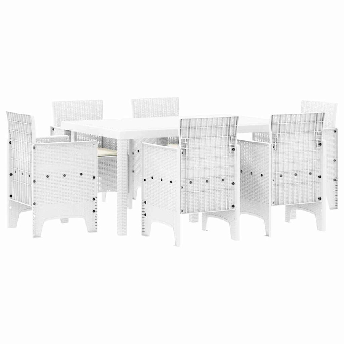 vidaXL Σέτ φαγητού για κήπο 7 τμχ. Λευκό Rattan Polt