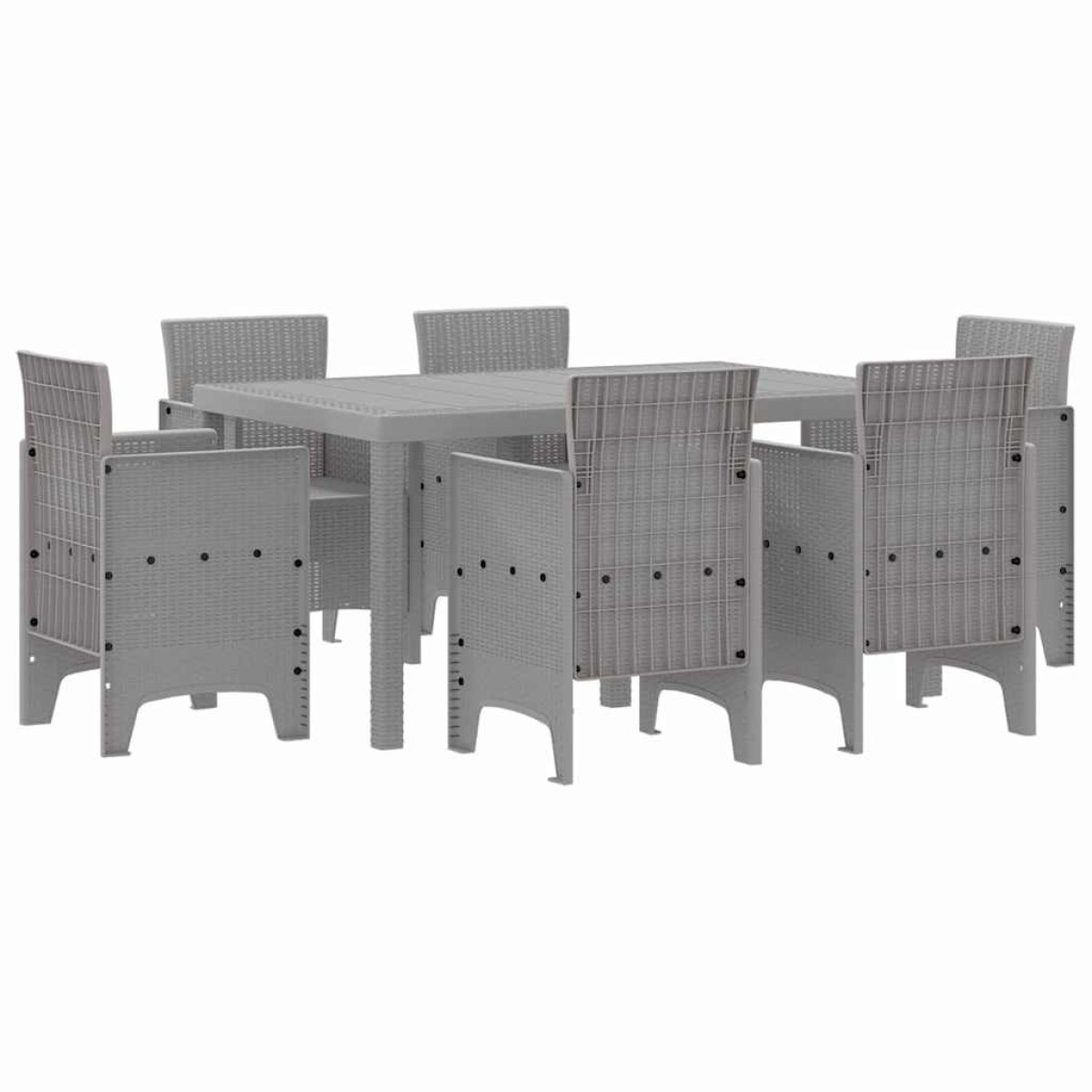 vidaXL Σέτ φαγητού για κήπο 7 τμχ. Ανοιχτό γκρι Rattan Polt