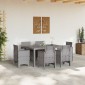 vidaXL Σέτ φαγητού για κήπο 7 τμχ. Ανοιχτό γκρι Rattan Polt