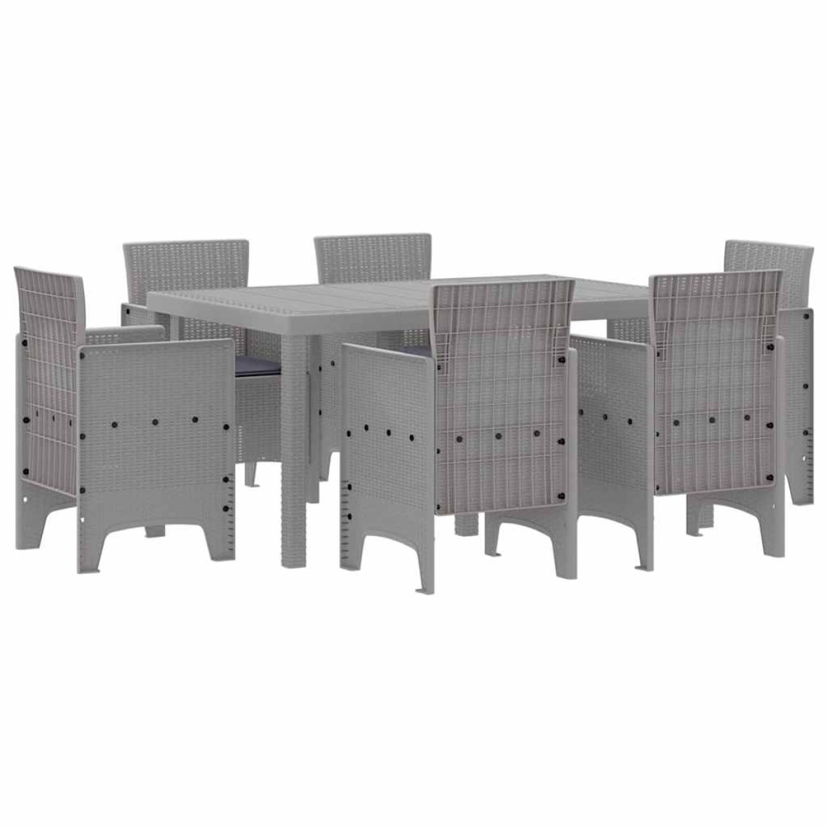vidaXL Σέτ φαγητού για κήπο 7 τμχ. Ανοιχτό γκρι Rattan Polt
