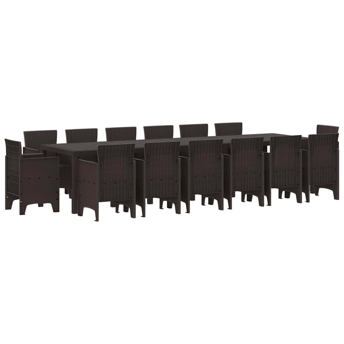 vidaXL Σέτ φαγητού για κήπο 15 τμχ. Καφέ Rattan Polt