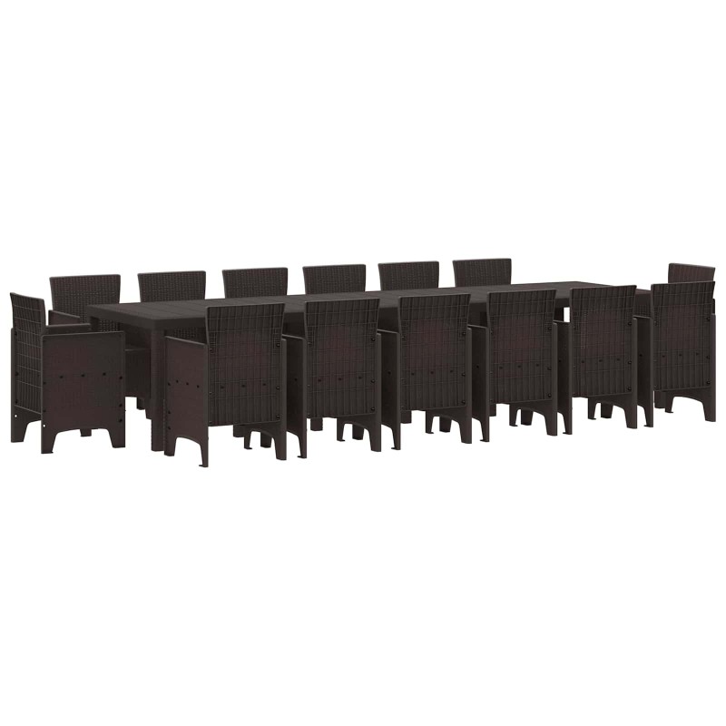 vidaXL Σέτ φαγητού για κήπο 15 τμχ. Καφέ Rattan Polt