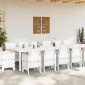 vidaXL Σέτ φαγητού για κήπο 15 τμχ. Λευκό Rattan Polt