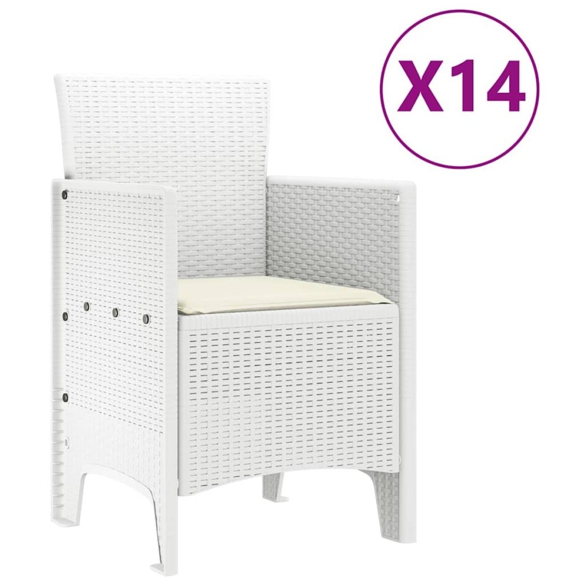 vidaXL Σέτ φαγητού για κήπο 15 τμχ. Λευκό Rattan Polt