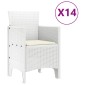 vidaXL Σέτ φαγητού για κήπο 15 τμχ. Λευκό Rattan Polt