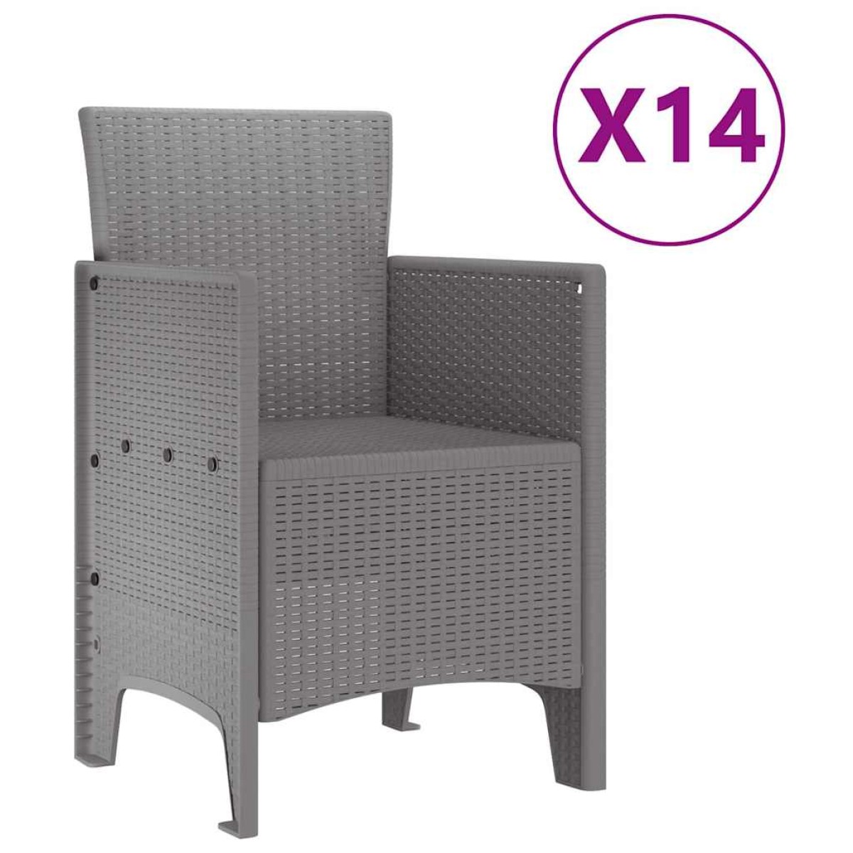 vidaXL Σέτ φαγητού για κήπο 15 τμχ. Ανοιχτό γκρι Rattan Polt
