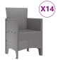 vidaXL Σέτ φαγητού για κήπο 15 τμχ. Ανοιχτό γκρι Rattan Polt