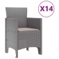 vidaXL Σέτ φαγητού για κήπο 15 τμχ. Ανοιχτό γκρι Rattan Polt