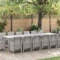 vidaXL Σέτ φαγητού για κήπο 15 τμχ. Ανοιχτό γκρι Rattan Polt