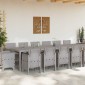 vidaXL Σέτ φαγητού για κήπο 15 τμχ. Ανοιχτό γκρι Rattan Polt