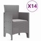 vidaXL Σέτ φαγητού για κήπο 15 τμχ. Ανοιχτό γκρι Rattan Polt