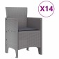 vidaXL Σέτ φαγητού για κήπο 15 τμχ. Ανοιχτό γκρι Rattan Polt
