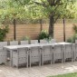 vidaXL Σέτ φαγητού για κήπο 15 τμχ. Ανοιχτό γκρι Rattan Polt