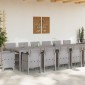 vidaXL Σέτ φαγητού για κήπο 15 τμχ. Ανοιχτό γκρι Rattan Polt