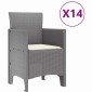 vidaXL Σέτ φαγητού για κήπο 15 τμχ. Ανοιχτό γκρι Rattan Polt