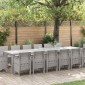 vidaXL Σέτ φαγητού για κήπο 15 τμχ. Ανοιχτό γκρι Rattan Polt