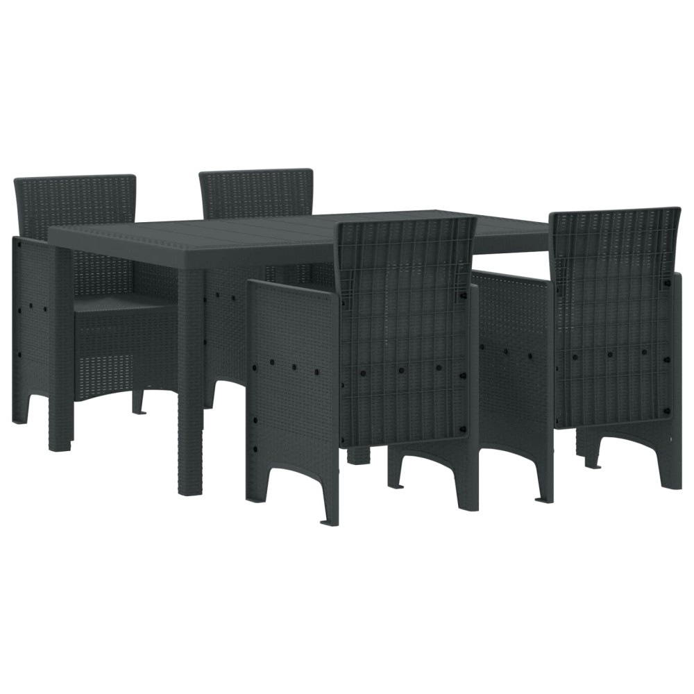 vidaXL Σέτ φαγητού για κήπο 5 τμχ. Ανθρακί Rattan Polt