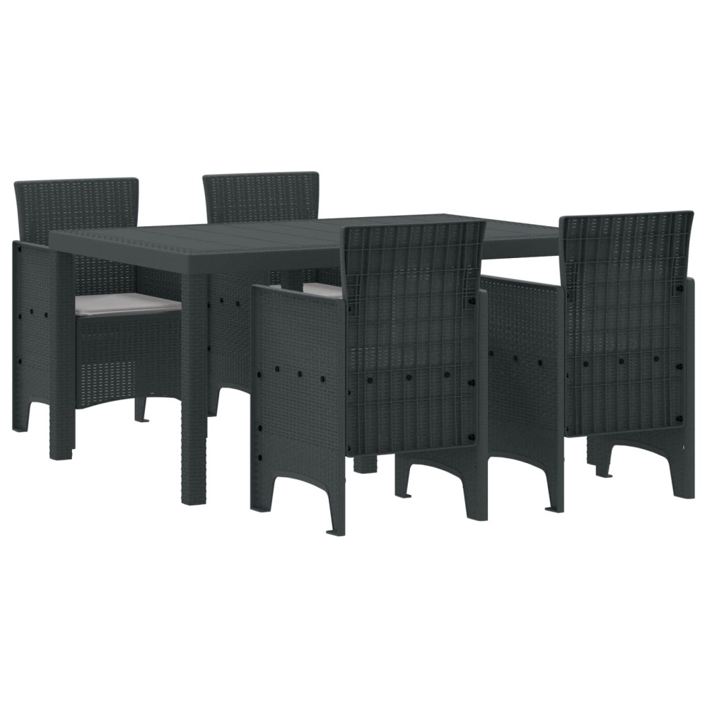 vidaXL Σέτ φαγητού για κήπο 5 τμχ. Ανθρακί Rattan Polt