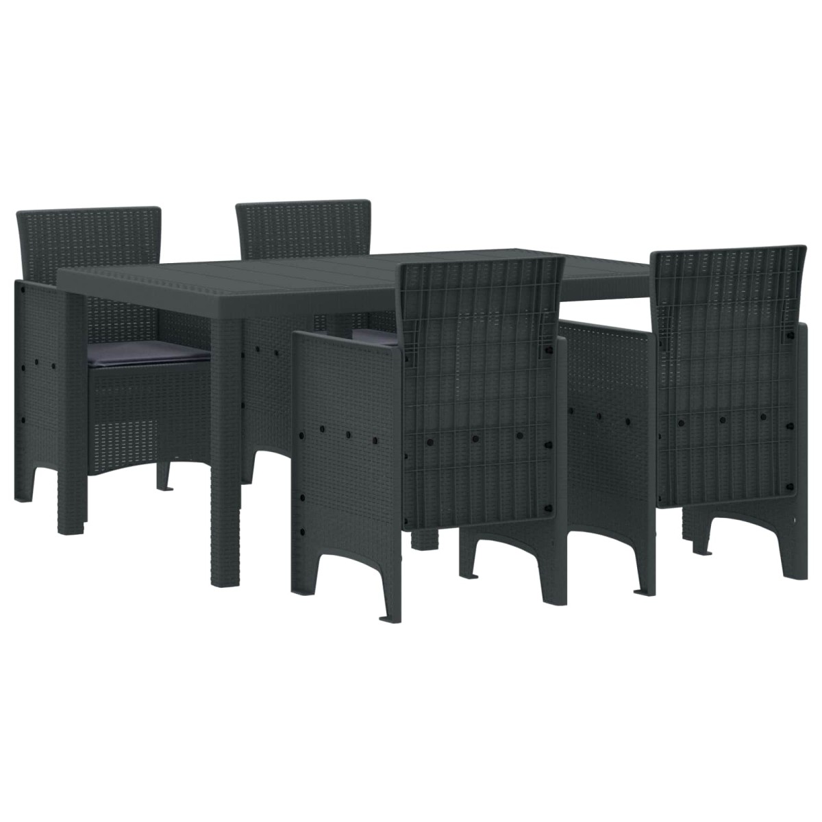 vidaXL Σέτ φαγητού για κήπο 5 τμχ. Ανθρακί Rattan Polt