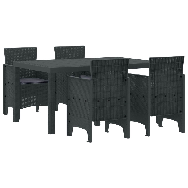 vidaXL Σέτ φαγητού για κήπο 5 τμχ. Ανθρακί Rattan Polt
