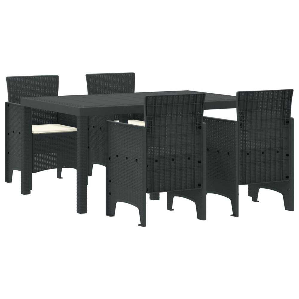 vidaXL Σέτ φαγητού για κήπο 5 τμχ. Ανθρακί Rattan Polt