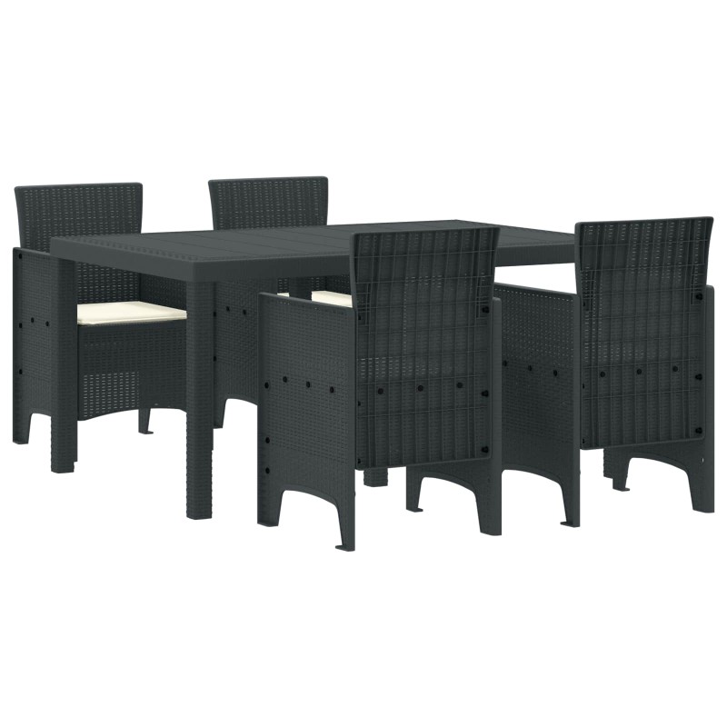 vidaXL Σέτ φαγητού για κήπο 5 τμχ. Ανθρακί Rattan Polt