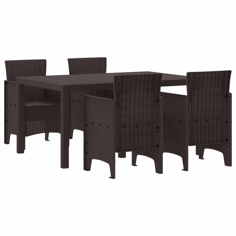 vidaXL Σέτ φαγητού για κήπο 5 τμχ. Καφέ Rattan Polt