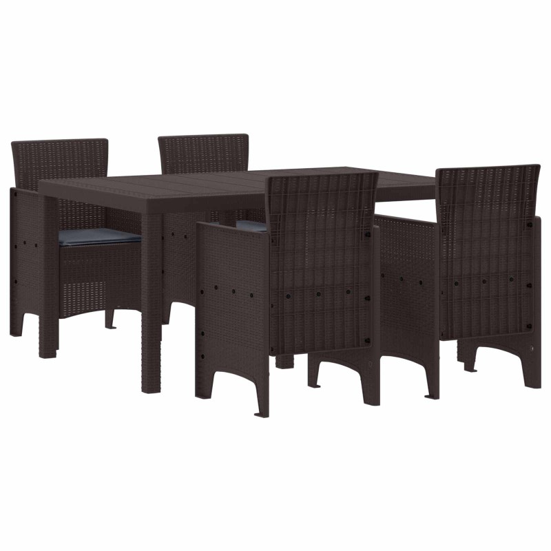 vidaXL Σέτ φαγητού για κήπο 5 τμχ. Καφέ Rattan Polt