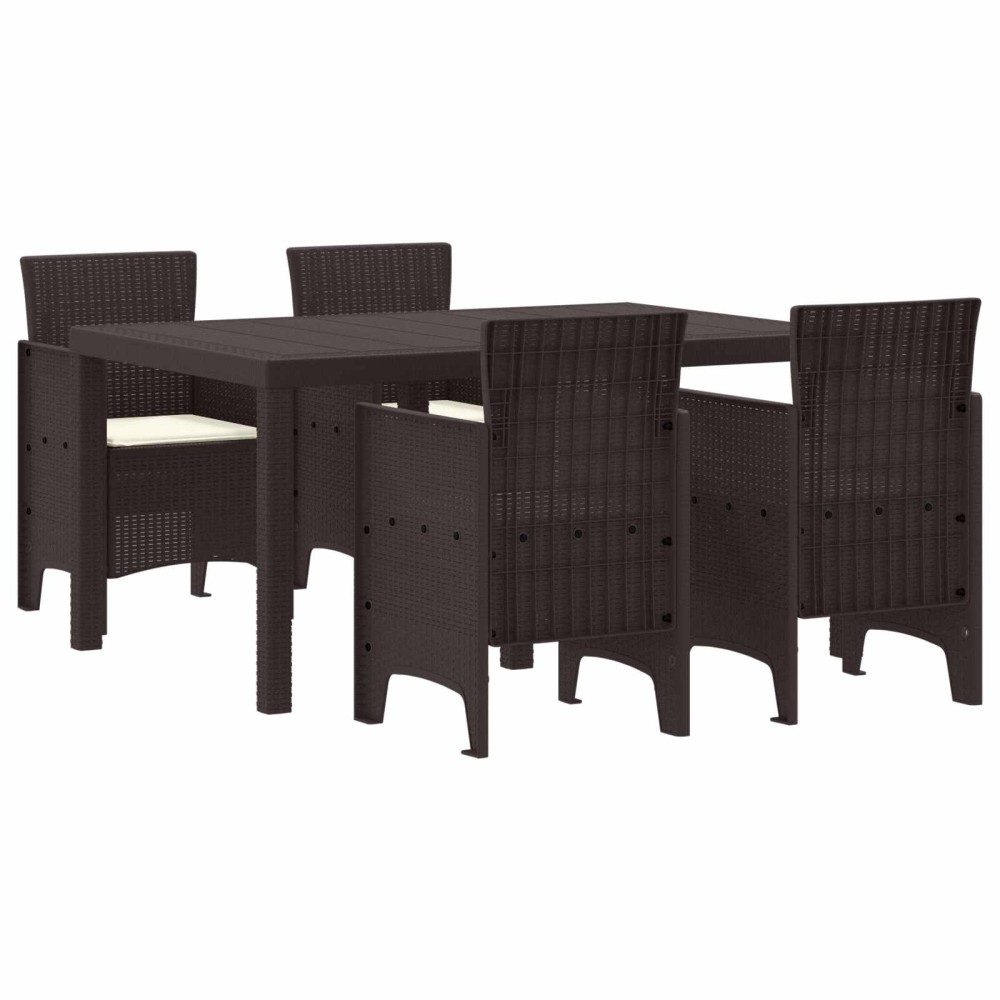 vidaXL Σέτ φαγητού για κήπο 5 τμχ. Καφέ Rattan Polt