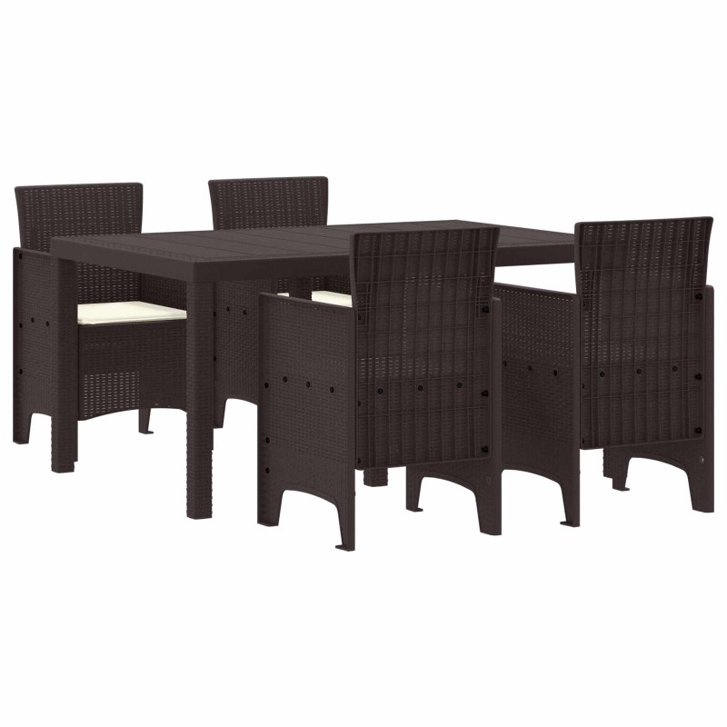 vidaXL Σέτ φαγητού για κήπο 5 τμχ. Καφέ Rattan Polt