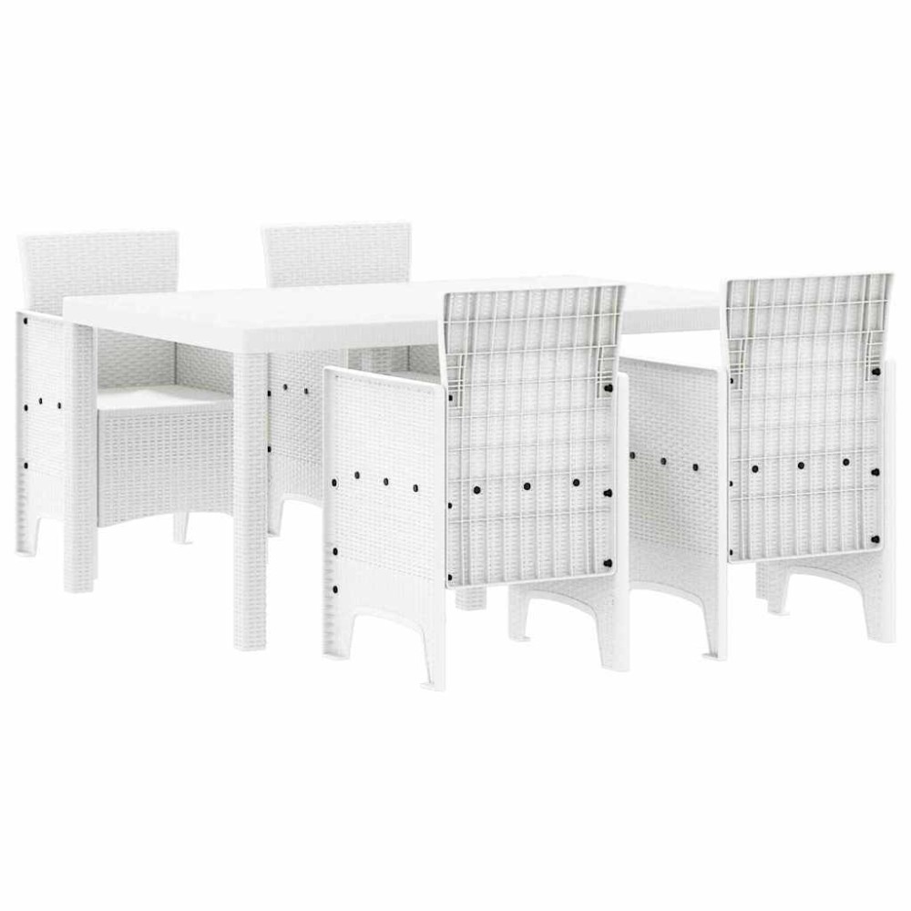 vidaXL Σέτ φαγητού για κήπο 5 τμχ. Λευκό Rattan Polt