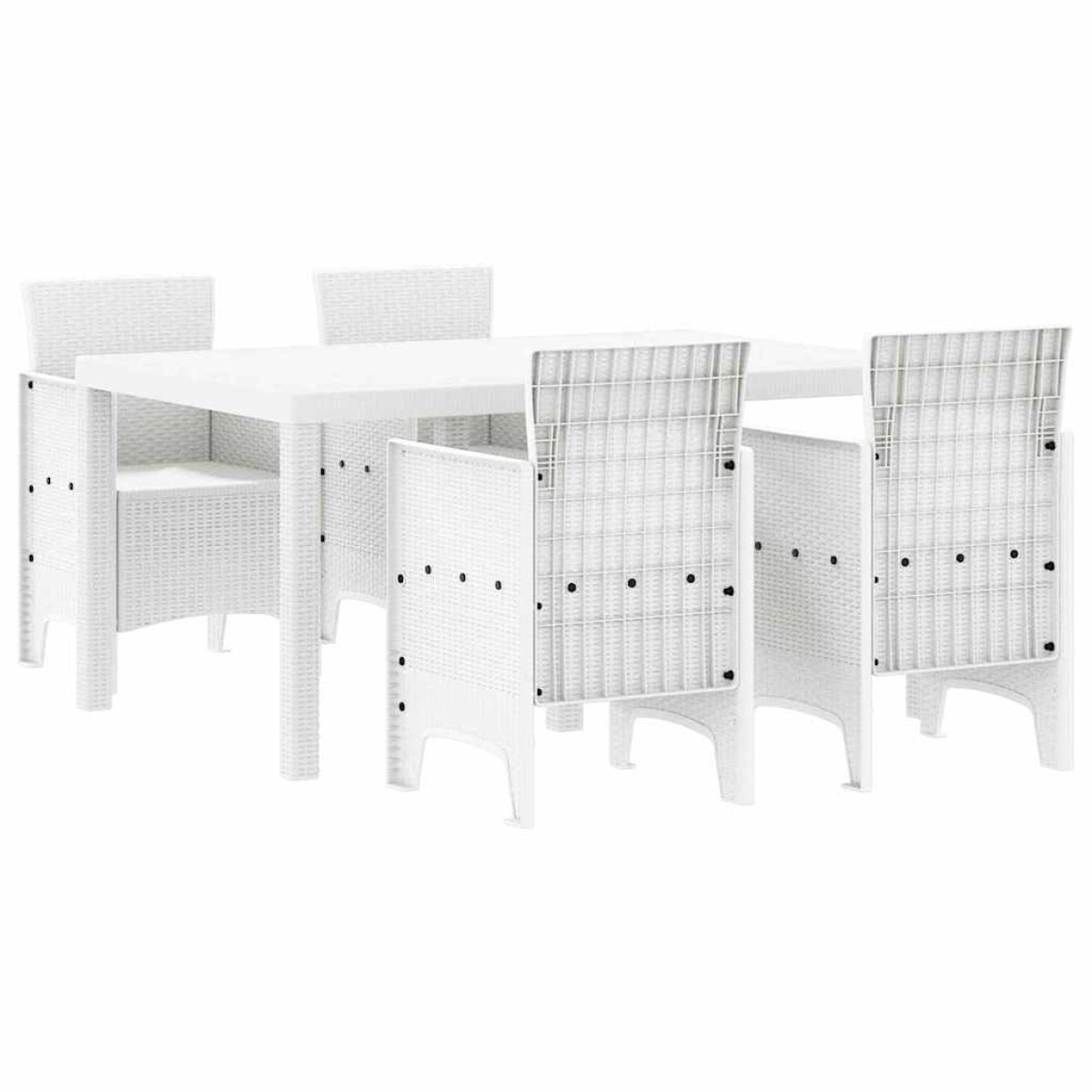 vidaXL Σέτ φαγητού για κήπο 5 τμχ. Λευκό Rattan Polt