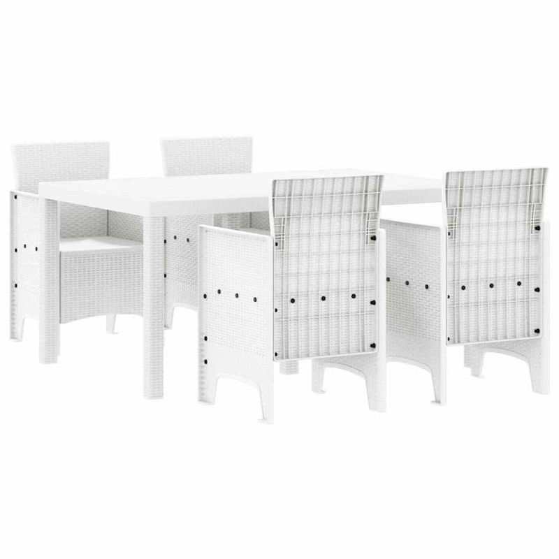vidaXL Σέτ φαγητού για κήπο 5 τμχ. Λευκό Rattan Polt