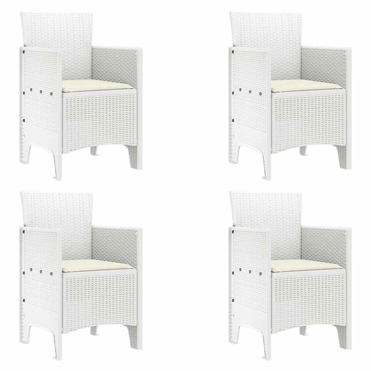 vidaXL Σέτ φαγητού για κήπο 5 τμχ. Λευκό Rattan Polt