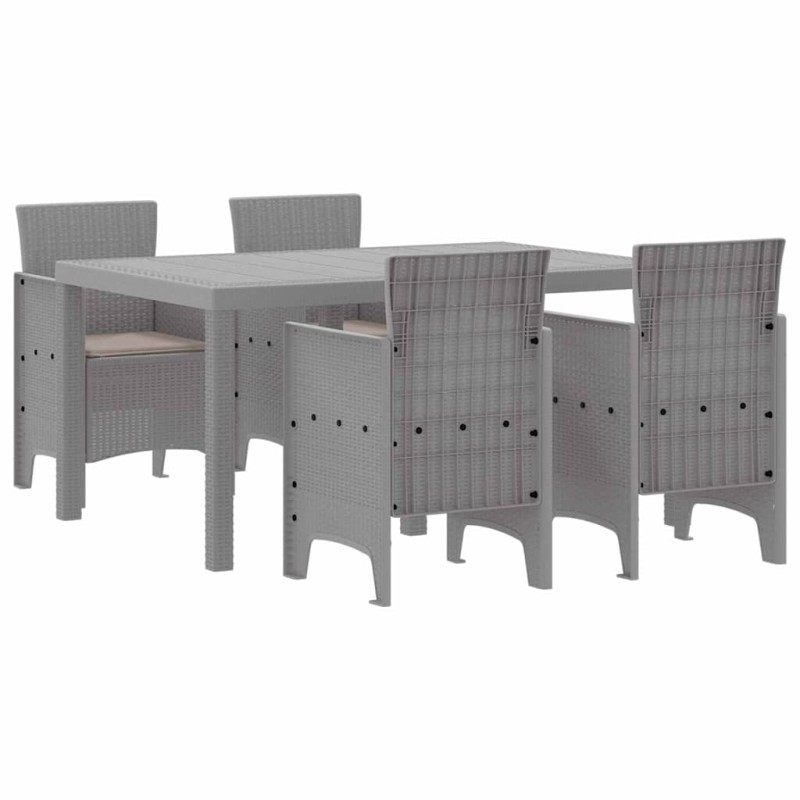 vidaXL Σέτ φαγητού για κήπο 5 τμχ. Ανοιχτό γκρι Rattan Polt