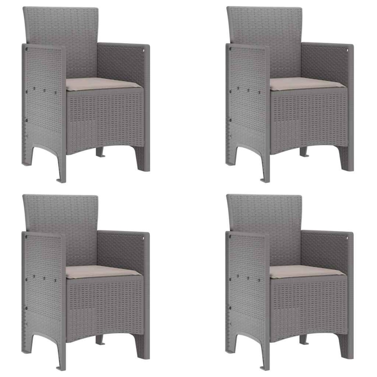 vidaXL Σέτ φαγητού για κήπο 5 τμχ. Ανοιχτό γκρι Rattan Polt