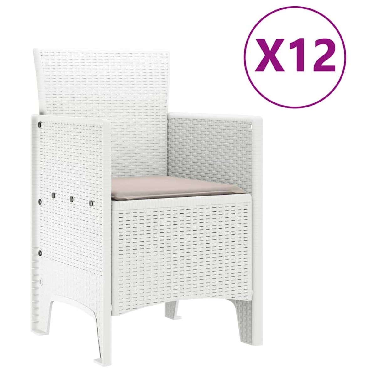vidaXL Σέτ φαγητού για κήπο 13 τμχ. Λευκό Rattan Polt